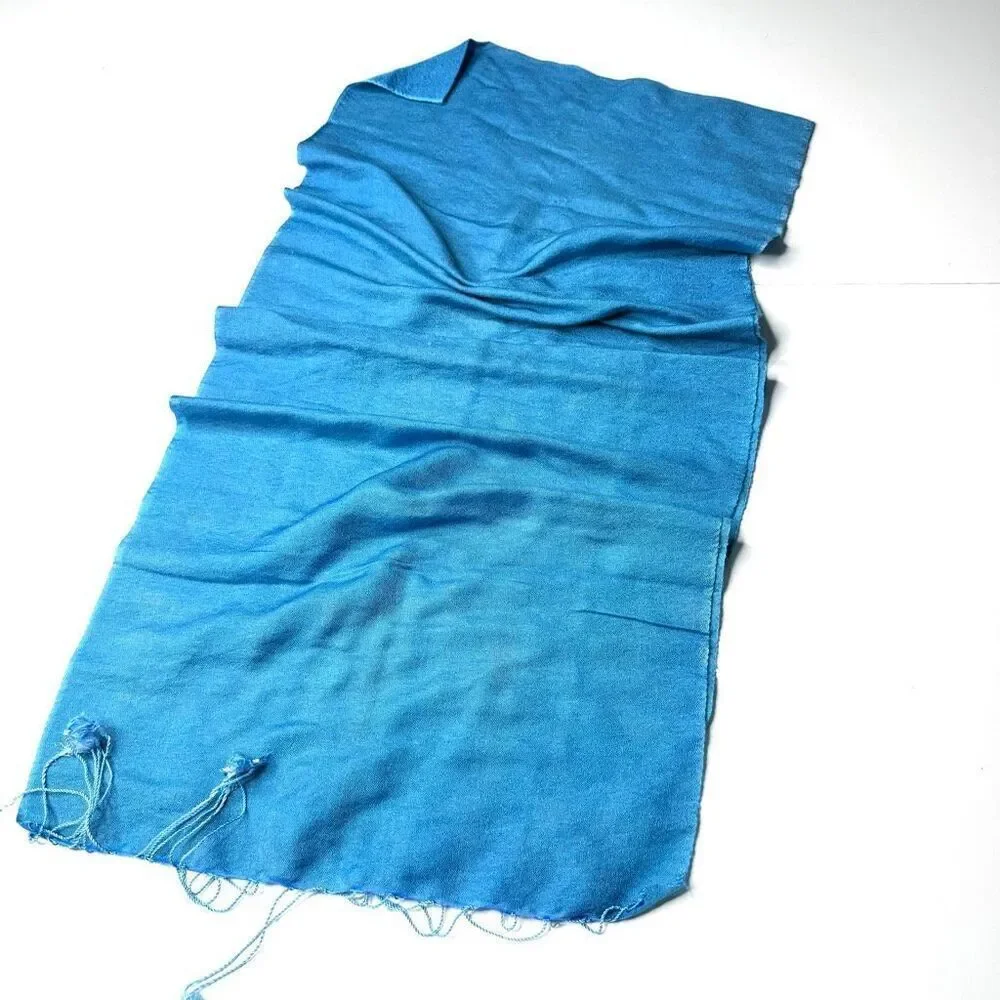 Turquoise Blue Pashmina Scarf | Handmade in Nepal | Fringe | 56” x 24”